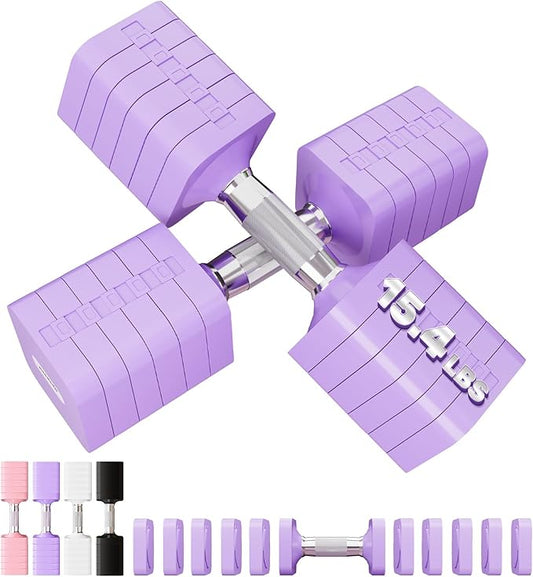 15LB 20LB 30LB 40LB 50LB Adjustable Dumbbell Set Free Weights Dumbbells Set for Women Men Hand Weights Sets Adjust Dumbbell Weight Sets for Home Gym Exercise Workout Strength Training Equipments
