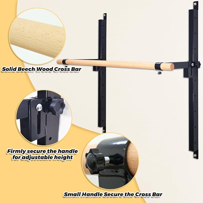 Height Adjustable Ballet Barre Foldable Ballet Bar Dance Training Barre,Wall Mount With Solid Beech Wood Bar,Home Fitness Equipment for Pull Up Stretching Never move or Shake