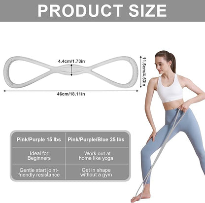 Figure 8 Resistance Band: Resistance Bands with Handles for Working Out - 8 Shaped Resistance Bands for Women - Exercise Bands for Arms - Fullbody Yoga Pulling Rope