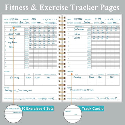 Simplified Fitness Journal for Women & Men,A5 Workout Journal/Planner Daily Exercise Log Book to Weight Loss, Gym, Muscle Gain, Bodybuilding Progress, 5.8"x8.3", Black