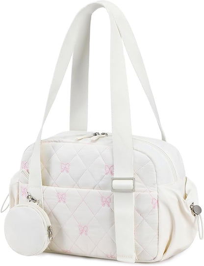 CAMTOP Mini Gym Bag for Women, Small Gym Tote Bag Puffy Quilted Sports Duffel Bag with Wet Compartment and Coin Purse Duffel Bags Dance Yoga Workout Bag for Gifts