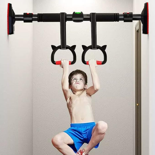 Chin Up Bar Portable Wall Mounted Pull up bar, Adult Kids Sports Fitness Horizontal bar, with Lifting Ring, 70-180cm Adjustable, Load 300KG (Color : Style 1, Size : 120-161CM)
