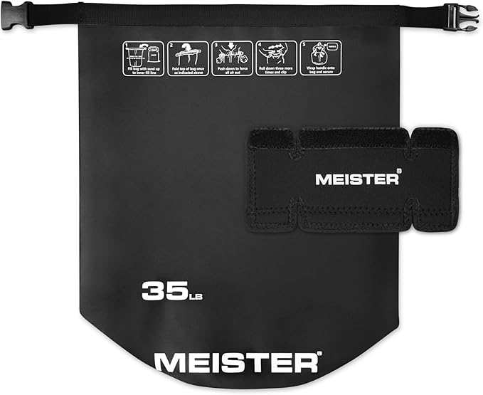 Meister BEAST Portable Sand Kettlebell - Soft Sandbag Weight - 35lb / 15.9kg - Black