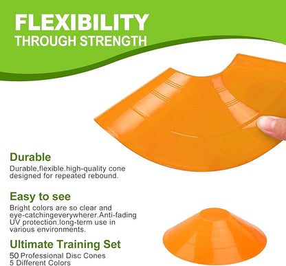 Ashsajkd(Set of 25/50/100 - Agility Soccer Cones with Carry Bag and for ， Football Cones for TrainingFootball, Basketball, Coaching, Agility Cones for Indoor and Outdoor Games