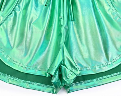 Perfashion Women's Metallic Shorts Summer Sparkly Hot Outfit Shiny Short Pants