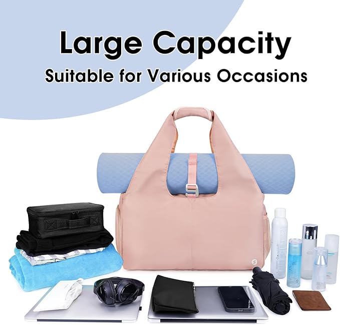 sportsnew Yoga Gym Bags for Women with Shoes Compartment & Wet Dry Storage Pockets & Adjustable Yoga Mat Holder, Patent Pending