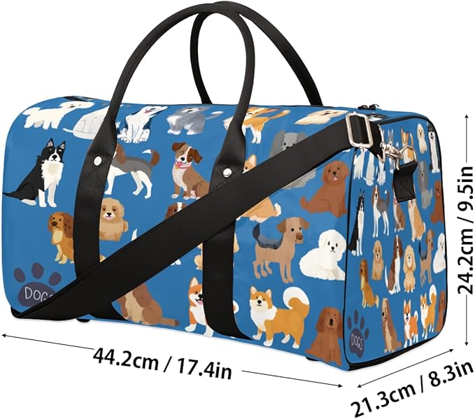 Travel Duffel Bag Cute Dog Doggy Sport Gym Bag Weekender Overnight Bag Carry on bag Training Shoulder for Women Men Boys Girls