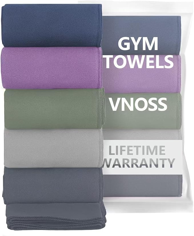 Microfiber Gym Towels - Quick Dry, Highly Absorbing, Odor-Free, for Women & Men - Gym Towel for Hot Yoga, Tennis, Working Out, Camping, Set of 5,16 * 27 Inch, Multicolor