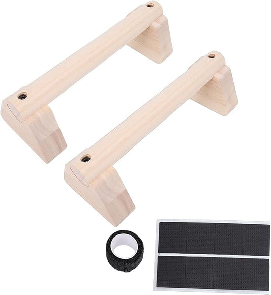 2PCS Wood Push Up Bars with Non Slip Base Pad Exercise Home Workout Equipment Wooden Parallettes Handle Stands Grip for Men Strength Training, Planks Calisthenics