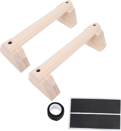 Focket 2 Pcs Wood Push Up Bars, Wooden Parallettes Bars with Non Slip Pads, Pushup Handles Calisthenics Equipment for Handstand Training, Home Fitness Equipment for Men Women