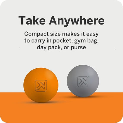 Foundation Massage Balls - Medium-Density Myofascial Release Tool, Durable Vulcanized Rubber, Portable, Ideal for Muscle Recovery & Flexibility, Multi-Pack Options Available, Grey/Orange, 2 Pack