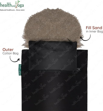 SoulGenie HealthAndYoga™ Yoga Sand Bags - Double Bag with Inner Waterproof Bag - Prop for Adding Weight and Support (Black)