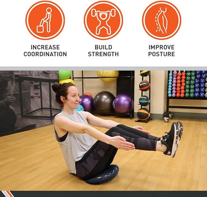 Body Sport Balance Disc - Inflatable, 13.5 in Balance Trainer - for Core Stability and Muscle Activation - Perfect for Dynamic Sitting or Standing Exercises (Black)