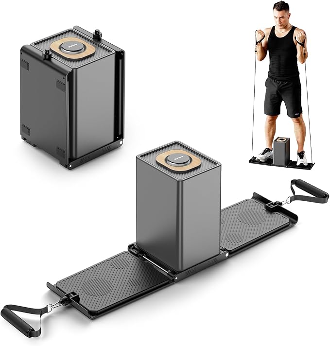Home Gym Cube Smart Fitness Equipment, All in One Foldable Portable Cable Weight Machine Workout Equipment, Full Body Strength Training Exercise Box 160 LBS Resistance Adjustable Tonal Gym