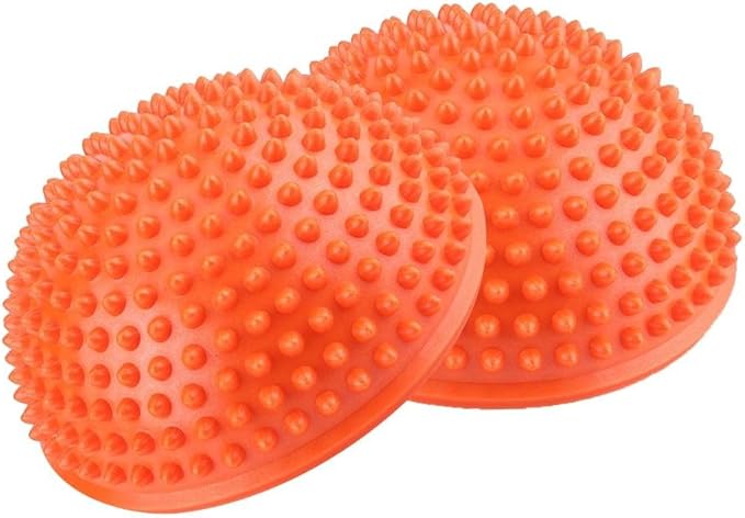 VGEBY1 PVC Semi-Circular Durian Ball Inflatable Half Yoga Balls Massage Point Fitball Exercises Trainer Fitness Balance Ball(Orange)