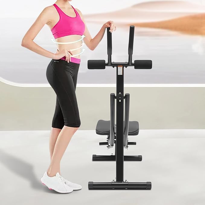 180° Rotatable Ab Machine Ab Trainer Fitness Core & Abdominal Exercise Equipment Abs Workout Roller Arc-Shaped Dual Track Core Workout Tool Equipment for Home Gym