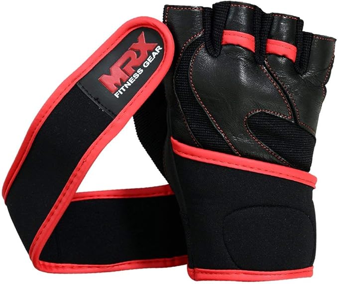 MRX Weight Lifting Pro Level Gloves with 18 Inches Long Wrist Strap Gym Workout Exercise & Fitness in