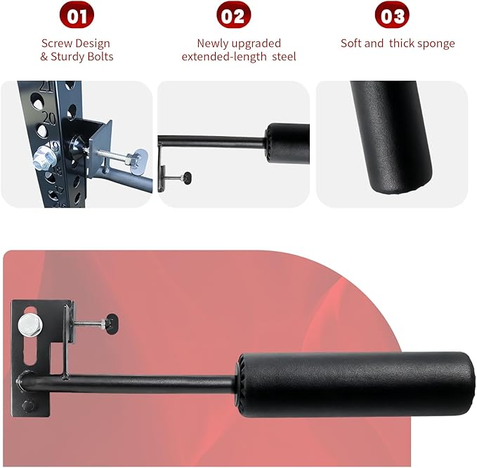 Nordic Leg Roller Attachment for Power Rack, Bulgarian Split Squat Roller, Hamstring Curl ,Core Workout Equipment Home Gym Workout Accessories for Squat Rack Accessories