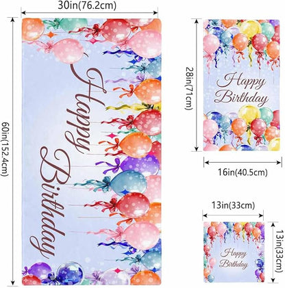 Happy Birthday Bath Towels Set of 3 for Bathroom,Soft Absorbent Shower Beach Hand Face Hair Yoga Workout Gym Towel Dish Wahcloth,Colorful Balloons Bow Gradient Modern Purple Quick Dry Bath Towels+Set