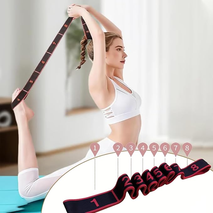 Fitness Resistance Band with Numbered Sections,2026 Elastic Tension Band Exercise Pull Rope,Fitness Resistance Band for Stretching&Yoga,Adjustable Bands for Full Body Stretching Shaping(8,12 Section)