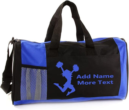 KishKesh Personalized Sport Duffel Bag – Ideal for Cheerleading, Gym, Travel, Training & Workout Essential for Female – Durable, Customizable Name & Text for Kids and Adults – Blue, 18" X 10" X 8"
