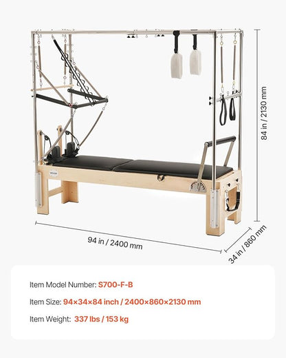 VEVOR Pilates Reformer Accessories for Home Gym, Include Reformer Box/Chair/Spine Corrector/Wall Mounted Machine/Jump Board/Foldable & Dual Resistance Springs