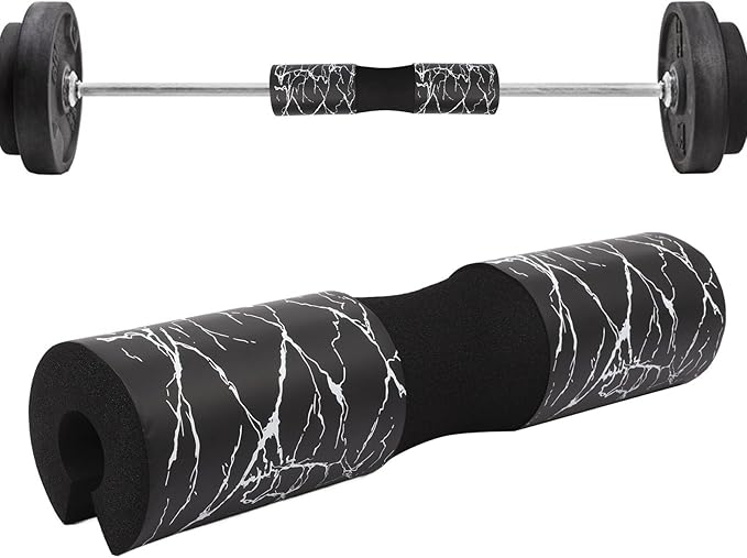 Barbell Cushion Pad Fitness Barbell Neck Protector with Thick Foam for Hip Thrusts and Squats, Black Marble Pattern Shoulder Support Pad for Weightlifting Training