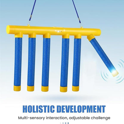 Reflex Challenge Game, Reflective Drop Stick Challenge Game with Remote, Hand Eye Coordination Training Reaction Training Toy, 3-Speed Catching Sticks Games for All Ages (Yellow)