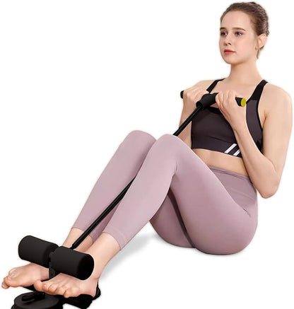 Sit Up Bar Foot Holder,Portable Sit Up Floor Holder, Sit Up Exercise Equipment,3 Level Adjustable, with 2 Strong Suction Cup and Elastic Pull Rope，for Abs Workout Aids,Feet and Leg Strength Training, Home or Office Use