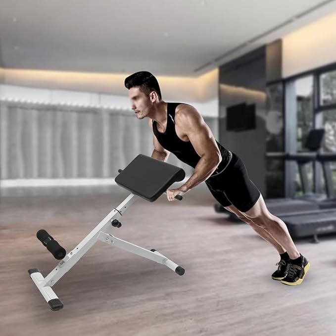Foldable Roman Chair Back Extension Machine, 5-Position Adjustable Hyperextension Bench for Home Gym, Sit up Fitness Equipment for Core Strength Glutes Workout, 330 lbs Capacity Upgraded Black
