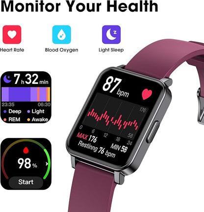 Pedometer Watch Senior Friendly, Waterproof Fitness Tracker Watches with Step Counter Calories/Sleep Tracker for Walking Running, Heart Rate Monitor for Men Women