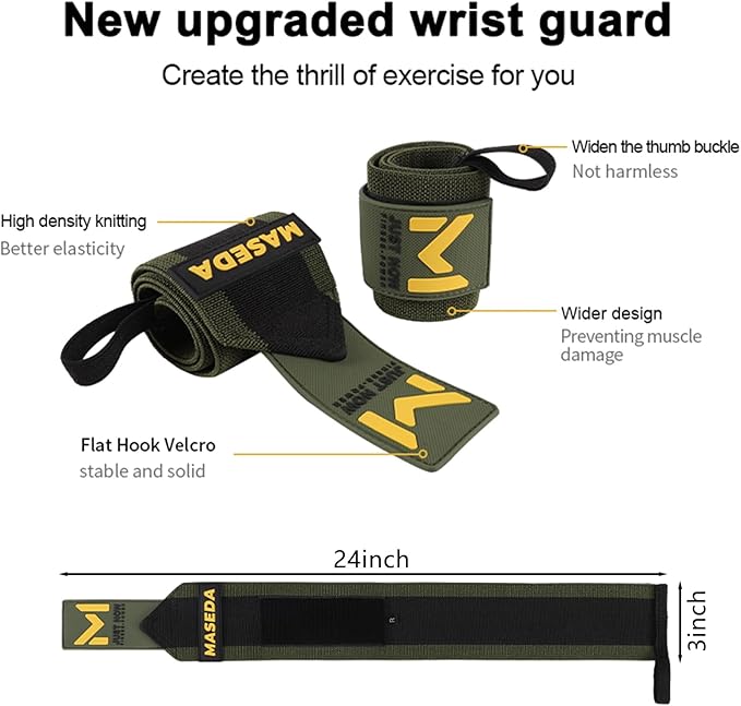 Pro-Grade Weightlifting Wrist Wraps (24") for Gym, Strength Training, and Powerlifting(1 Pair) - Heavy-Duty Thumb Loop Straps for Maximum Wrist Support in Bodybuilding & Fitness (Men & Women)