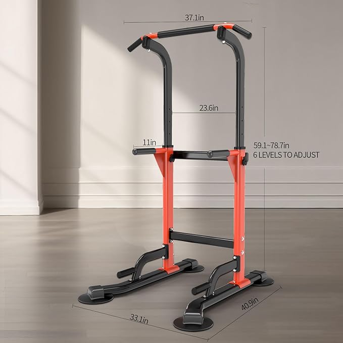 K KINGKANG Power Tower Pull Up Dip Bar For Home Gym Multi-Functional adjustable Strength Training Fitness Workout Station Chin-Ups Push-Ups Pull-Ups Dip-Ups 330LBS T055CDC
