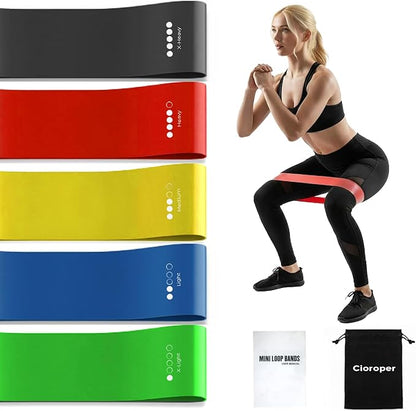 Resistance Bands for Working Out Exercise Loop Bands Workout Bands Set for Men Women Body Stretching, Pilates Yoga Physical Therapy, Leg Glute Arm Exercise Kit, Set of 5