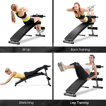 GYMAX Sit Up Bench, 440lbs Adjustable Incline Sit up Bench for Abs, Utility Workout Training Slant Bench for Home Gym, Multifunctional Exercise Fitness Equipment for Strength Training, Crunch Board Ab Bench