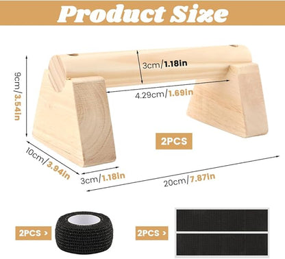 2 PCS Push Up Bars Stands, Wooden Calisthenics Equipment for Handstand Training, Wood Push up Bars Non-Slip Base Exercise Parallettes Bars, Handstand Push-Up Handles