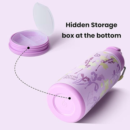 BOTTLE BOTTLE 32oz Insulated Water Bottle Stainless Steel Sport Water Bottle with Straw Dual-use Lid Design for Gym with Pill Box