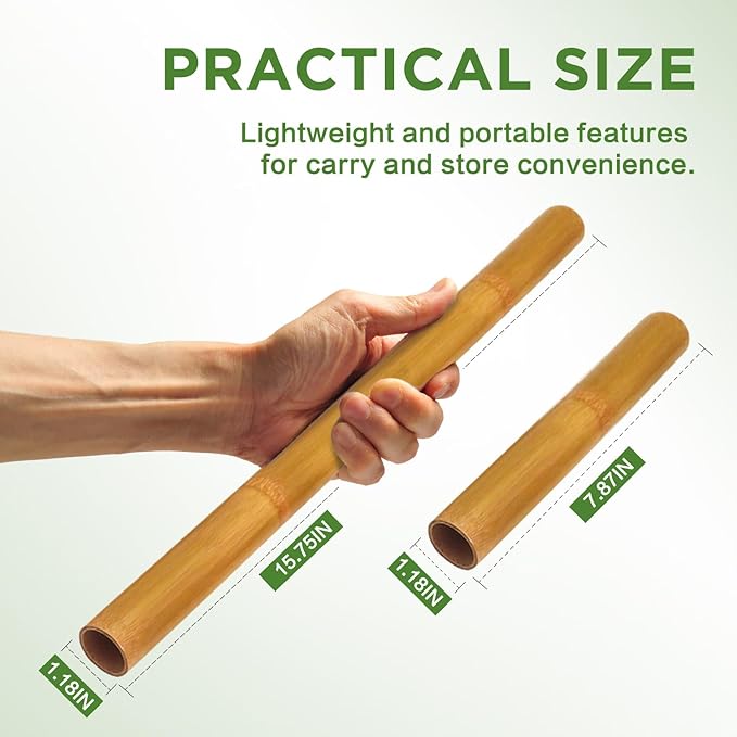 4PCS Hollow Bamboo Massage Sticks 100% Natural Bamboo Massage Tools Full Body Guasha Rollers Tools for Relaxing Muscles/Deep Tissue Massage/Body Shaping/Fatigue Relief (Includes Carry Bag)