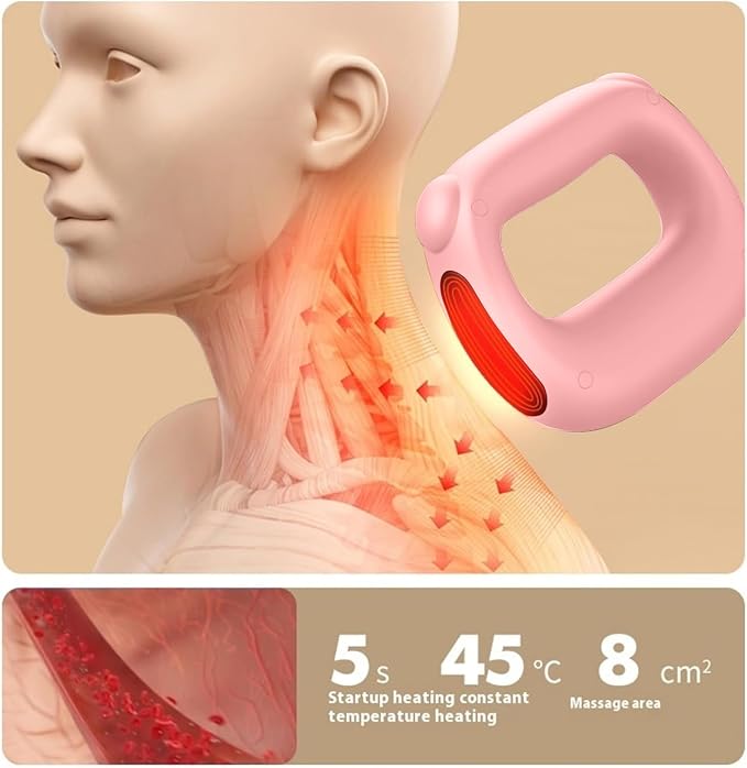 Deep Tissue Percussion Muscle Massage Gun: with Heat, Adjustable Intensity and Speed, Super Quiet, USB-C Rechargeable, Portable, Pain Relief for Athletes and Everyone, Ideal Gift（Pink）