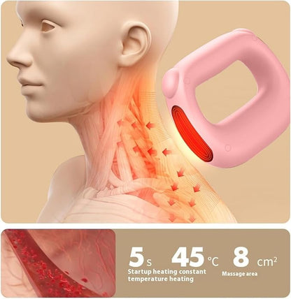 Deep Tissue Percussion Muscle Massage Gun: with Heat, Adjustable Intensity and Speed, Super Quiet, USB-C Rechargeable, Portable, Pain Relief for Athletes and Everyone, Ideal Gift（Pink）