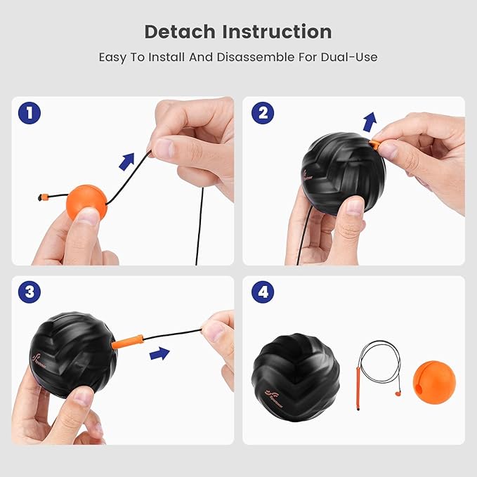 Sportneer Massage Lacrosse Ball with String, Deep Tissue Massager for Back Myofascial Release, Shoulder Trigger Point Therapy & Foot Plantar Fasciitis, Free Relax for Whole Body, Greasy Black