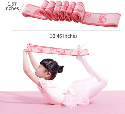 Adjustable Stretch Strap for Kids, 8-Loop Elastic Resistance Band for Children Gymnastics, Ballet Dance, Yoga, Stuff，Pilates & Flexibility Training, Home Exercise Equipment for Girls