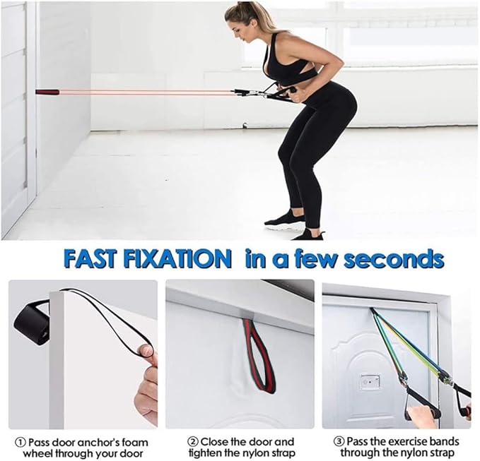 Door Anchor Resistance Bands, Fits in Any Door, Heavy Duty Door Strap Attachment Door Anchor Fitness Equipment Accessory for Home & Gym Training (2pcs)