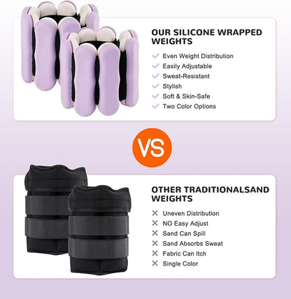 Wrist Ankle Weights for Women Men, Leg Arm Wrist Weights Bangles 1lb*2 2lb*2 Wearable Weights Pilates Weighted Bracelet for Strength Training Walking Swimming Yoga Physical Therapy
