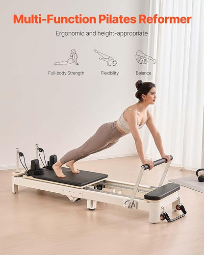 VEVOR Pilates Reformer Accessories for Home Gym, Include Reformer Box/Chair/Spine Corrector/Wall Mounted Machine/Jump Board/Foldable & Dual Resistance Springs