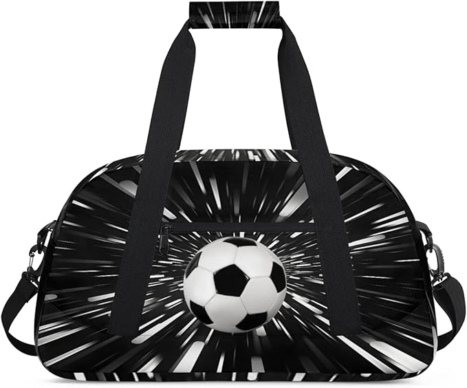 Sports Soccer Duffel Bag, Sport Gym Bag Large Compartment Cheerleaders Dance Bag Weekender Bags Travel Training Bag for Men, Abstract Black Background Black White