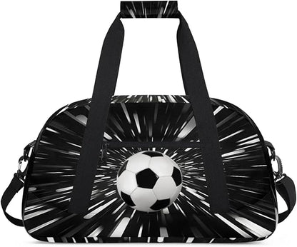 Sports Soccer Duffel Bag, Sport Gym Bag Large Compartment Cheerleaders Dance Bag Weekender Bags Travel Training Bag for Men, Abstract Black Background Black White