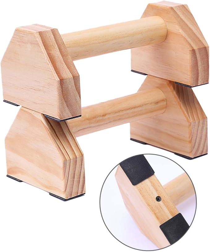 Push-up Bracket and Handstand Bar Set, Solid Wood Muscle Training Device, Non-slip Pushup Frame for Home Calisthenics and Strength Fitness Equipment