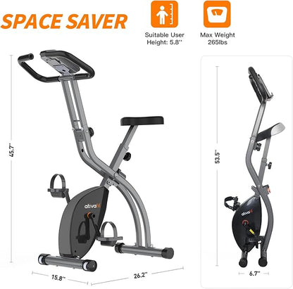 ATIVAFIT Exercise Bike Foldable Fitness Bike Magnetic Foldable Indoor Cycling Bike 3-In-1 Foldable Exercise Bike for Home Use with Resistance Bands Home Workout Exercise Equipment