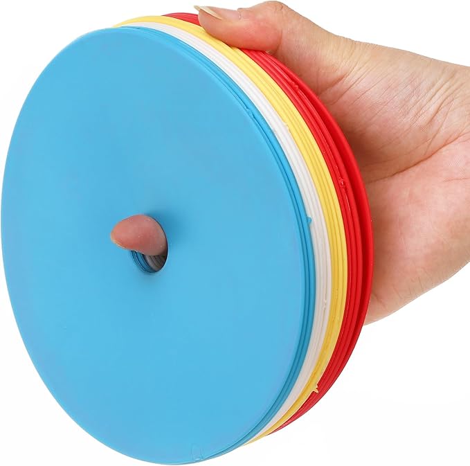 20 Pcs 6 Inch Flat Cones Spot Markers, Non-Skid Floor Hole Spot Markers, Soccer Cones Field Court Markers, Flat Discs Training Field Cones for Sports Speed Agility Practice, 5 Colors